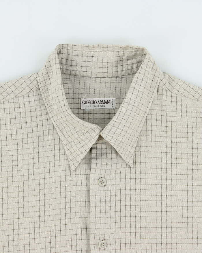 Vintage 1990s Giorgio Armani Le Collezioni Window Pane Check Long Sleeve Shirt - L