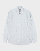 Vintage Y2K 00s Canali By Thomas Mason England Pale Blue Check Long Sleeve Smart Shirt - M