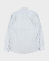 Vintage Y2K 00s Canali By Thomas Mason England Pale Blue Check Long Sleeve Smart Shirt - M