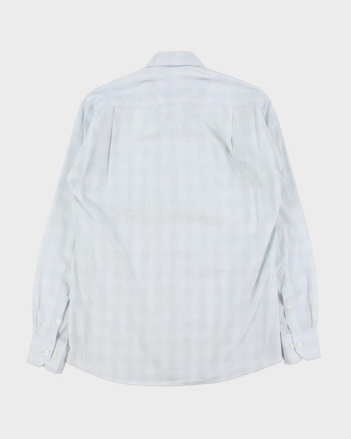 Vintage Y2K 00s Canali By Thomas Mason England Pale Blue Check Long Sleeve Smart Shirt - M