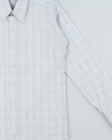 Vintage Y2K 00s Canali By Thomas Mason England Pale Blue Check Long Sleeve Smart Shirt - M
