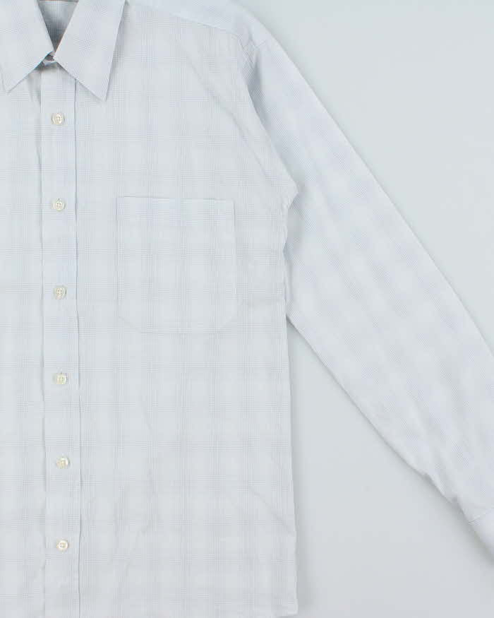 Vintage Y2K 00s Canali By Thomas Mason England Pale Blue Check Long Sleeve Smart Shirt - M