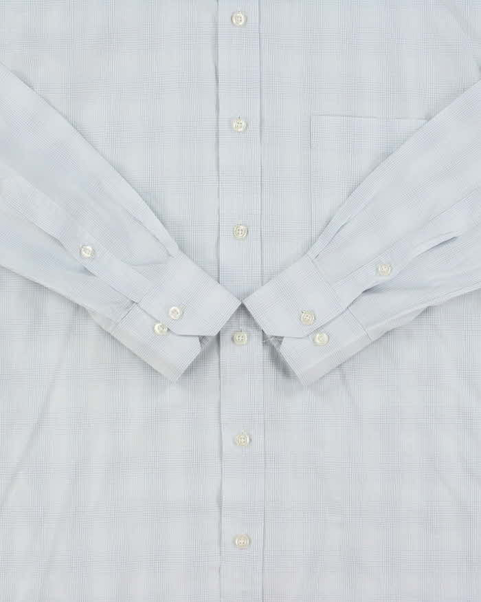 Vintage Y2K 00s Canali By Thomas Mason England Pale Blue Check Long Sleeve Smart Shirt - M