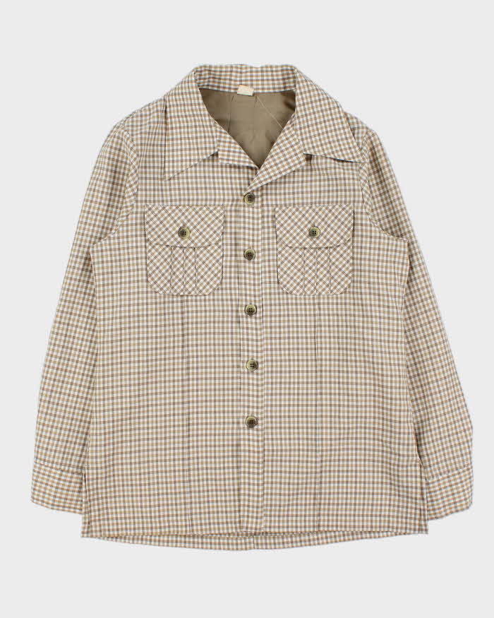 Vintage 1970s Tattersall Daggar Collared Long Sleeve Shirt - L