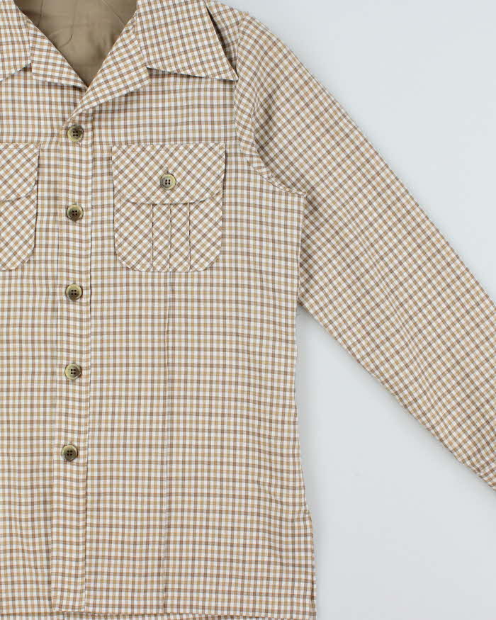 Vintage 1970s Tattersall Daggar Collared Long Sleeve Shirt - L