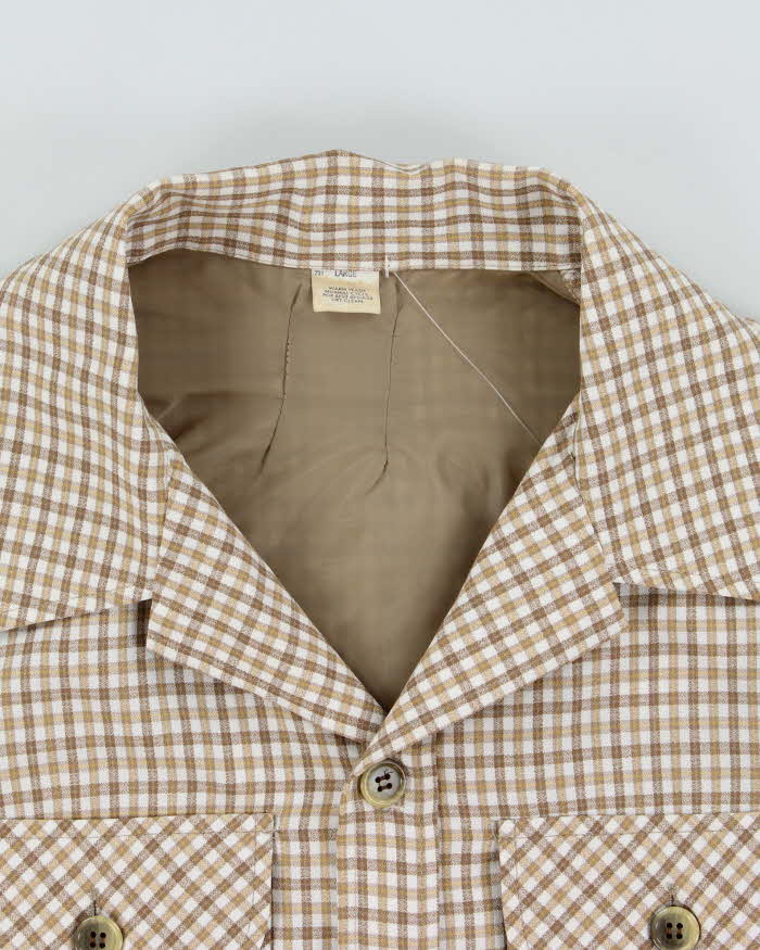 Vintage 1970s Tattersall Daggar Collared Long Sleeve Shirt - L