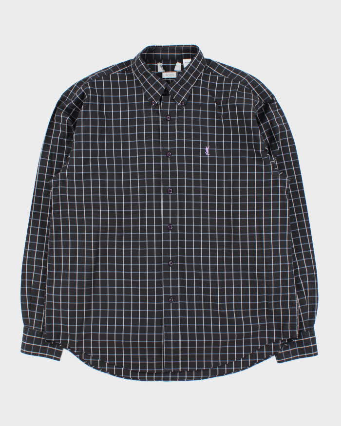 Vintage Y2K 00s Yves Saint Laurent Window Pane Check Long Sleeve Shirt - L