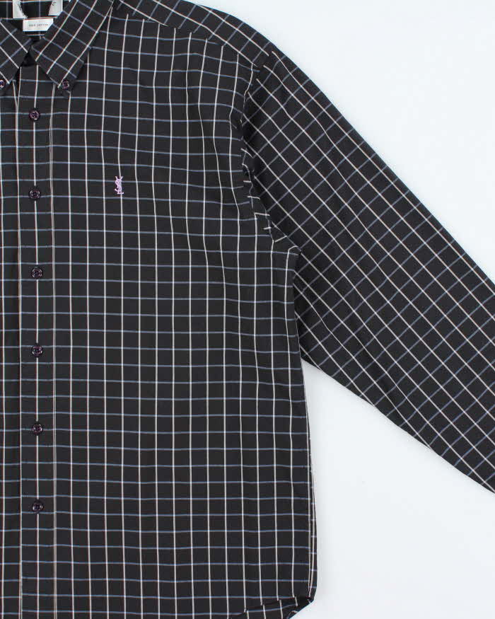 Vintage Y2K 00s Yves Saint Laurent Window Pane Check Long Sleeve Shirt - L
