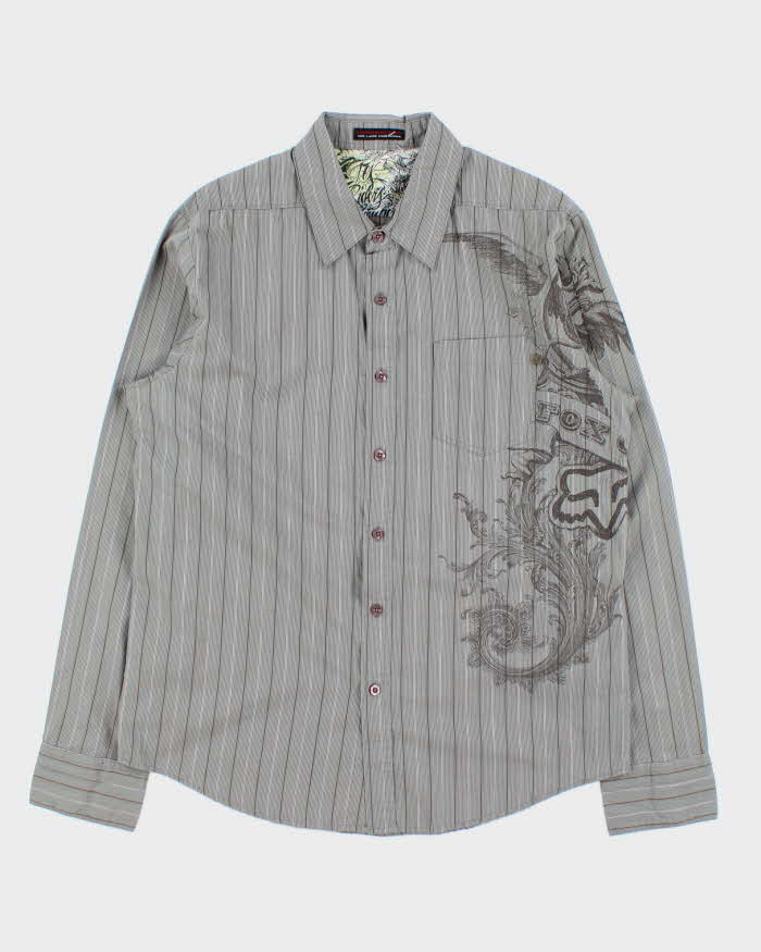Vintage Y2K 00s Fox Racing Striped Graphic Long Sleeve Shirt - L