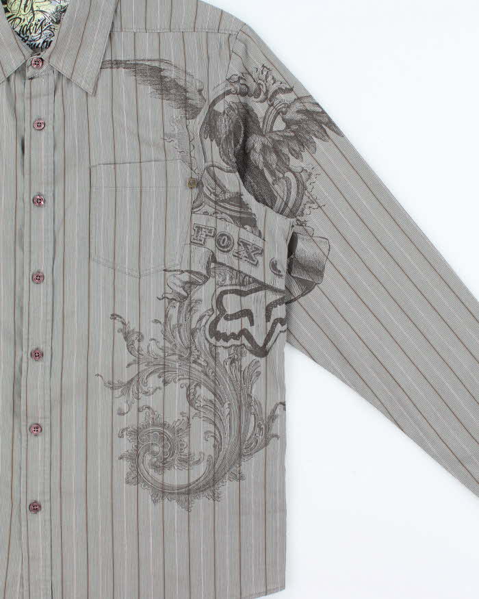Vintage Y2K 00s Fox Racing Striped Graphic Long Sleeve Shirt - L