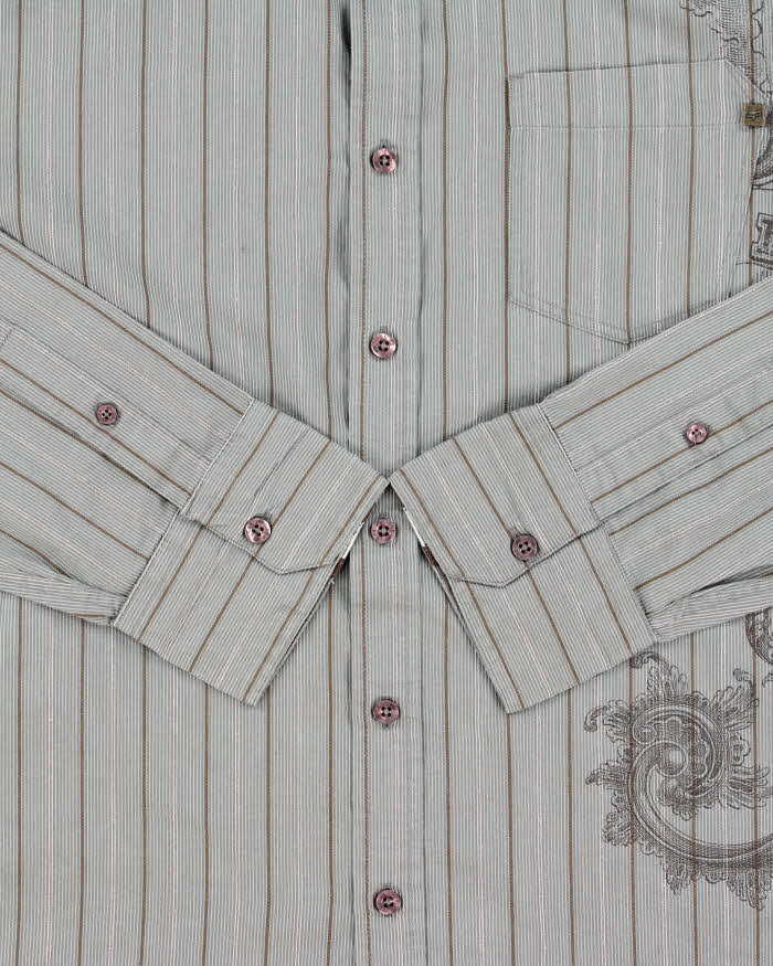 Vintage Y2K 00s Fox Racing Striped Graphic Long Sleeve Shirt - L