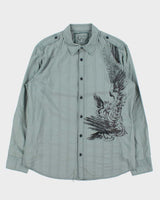 Vintage Y2K 00s Calvin Klein Striped Embroidered Graphic Long Sleeve Shirt - L
