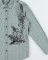 Vintage Y2K 00s Calvin Klein Striped Embroidered Graphic Long Sleeve Shirt - L