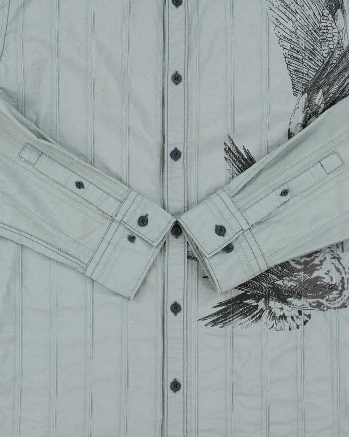 Vintage Y2K 00s Calvin Klein Striped Embroidered Graphic Long Sleeve Shirt - L
