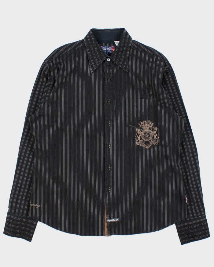 Vintage Y2K 00s British Laundry Christopher Wicks Hand Sewn Striped Embroidered Long Sleeve Shirt - L