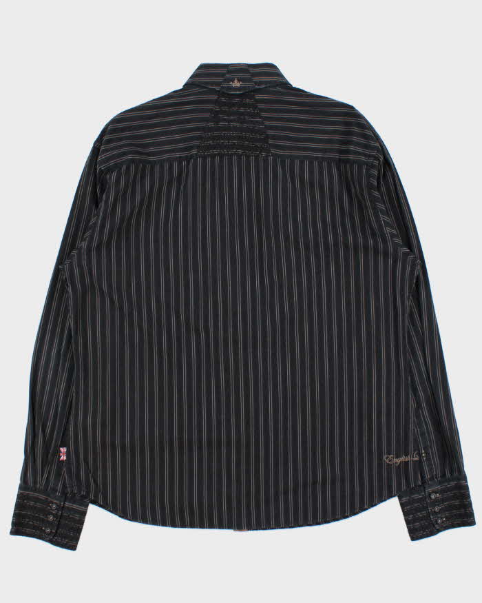 Vintage Y2K 00s British Laundry Christopher Wicks Hand Sewn Striped Embroidered Long Sleeve Shirt - L