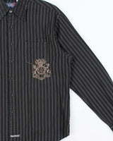 Vintage Y2K 00s British Laundry Christopher Wicks Hand Sewn Striped Embroidered Long Sleeve Shirt - L