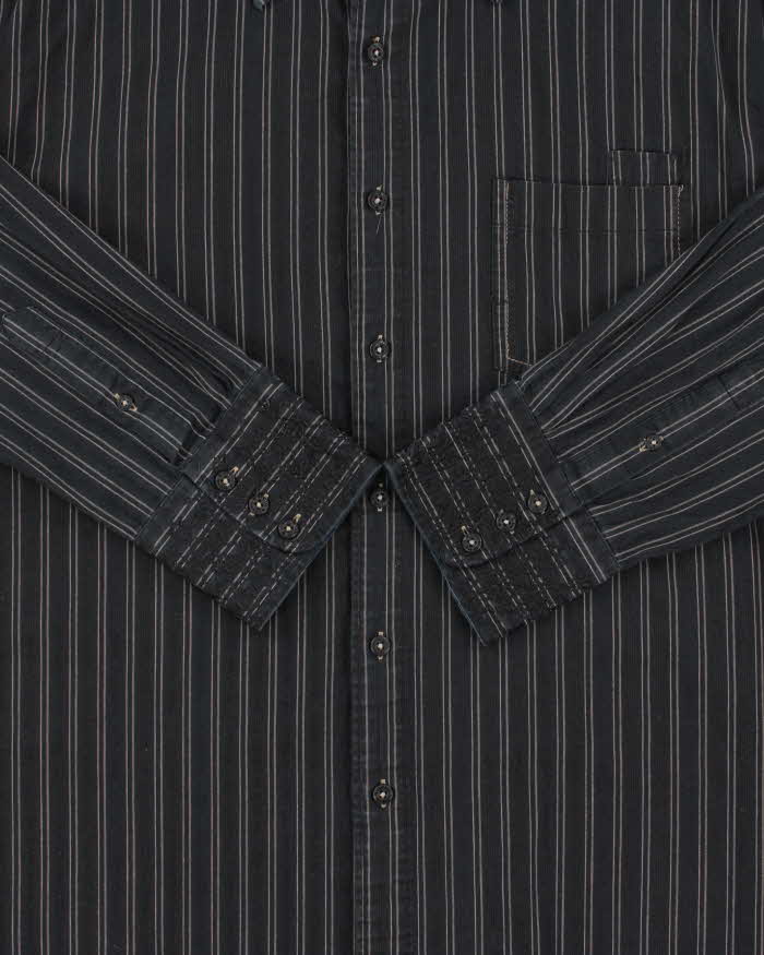 Vintage Y2K 00s British Laundry Christopher Wicks Hand Sewn Striped Embroidered Long Sleeve Shirt - L