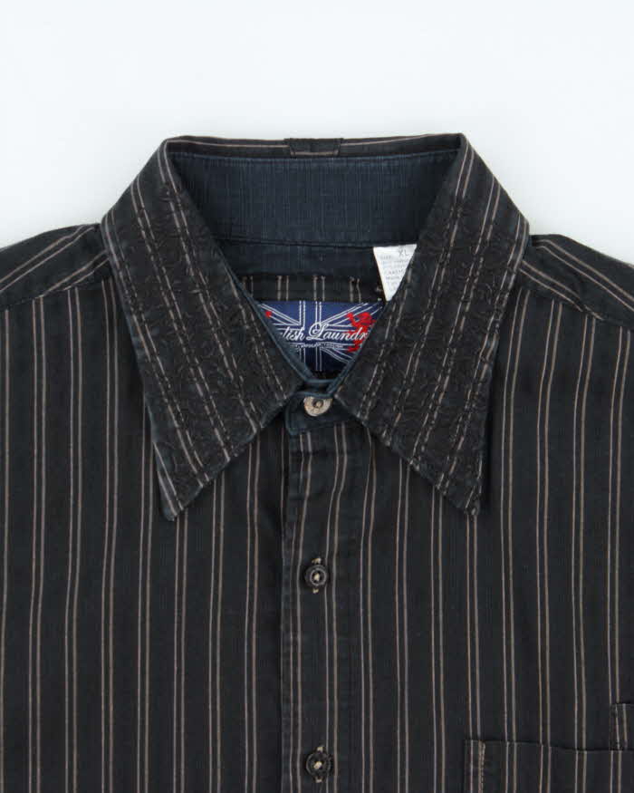 Vintage Y2K 00s British Laundry Christopher Wicks Hand Sewn Striped Embroidered Long Sleeve Shirt - L