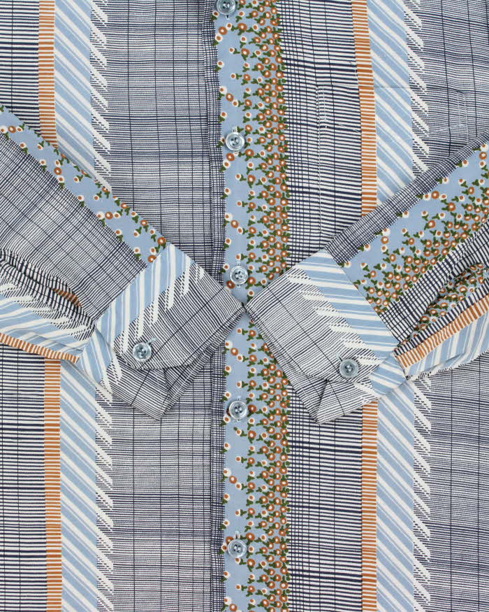 Vintage 1970s Spire California Made In USA Patterned Long Sleeve Shirt - L