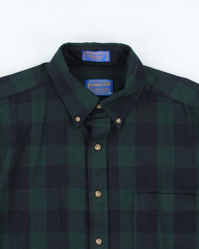 Vintage Pendleton 'Sir' Tartan Pure Wool Long Sleeve Flannel Shirt - L