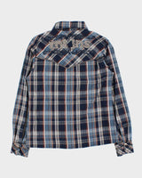 Vintage Y2K 00s RNT Jeans Embellished Plaid Snap Button Long Sleeve Western Shirt - XL