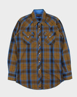 Vintage 1970s Panhandle Slim Perm Press Snap Button Long Sleeve Plaid Western Shirt - L