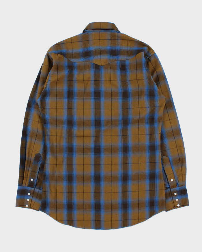 Vintage 1970s Panhandle Slim Perm Press Snap Button Long Sleeve Plaid Western Shirt - L