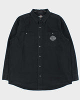 Vintage Harley Davidson Embroidered Flame Long Sleeve Shirt - XL