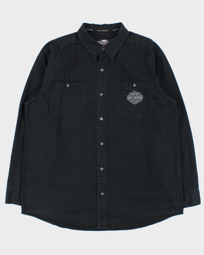 Vintage Harley Davidson Embroidered Flame Long Sleeve Shirt - XL
