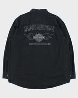 Vintage Harley Davidson Embroidered Flame Long Sleeve Shirt - XL