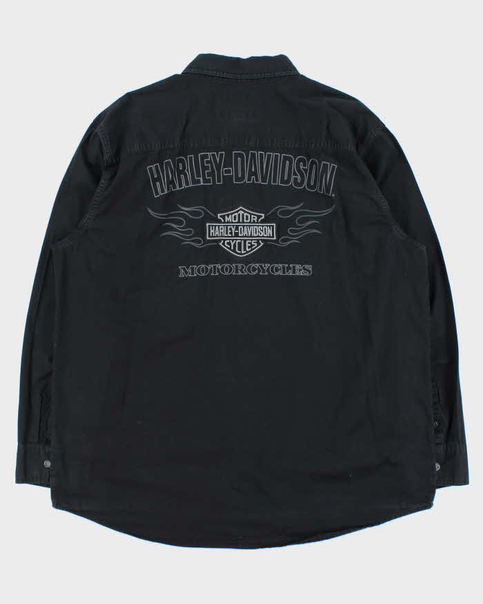 Vintage Harley Davidson Embroidered Flame Long Sleeve Shirt - XL