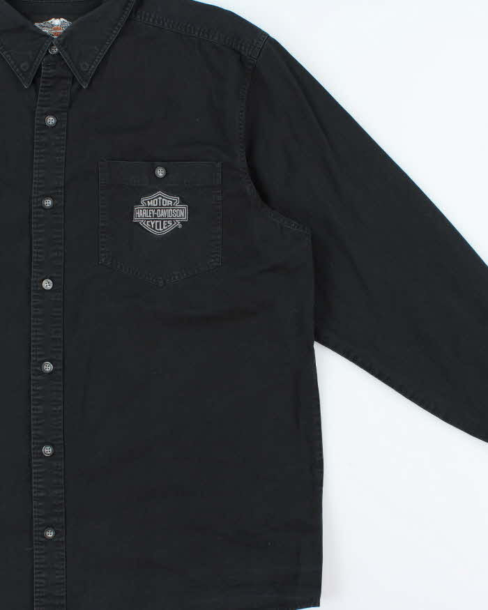 Vintage Harley Davidson Embroidered Flame Long Sleeve Shirt - XL