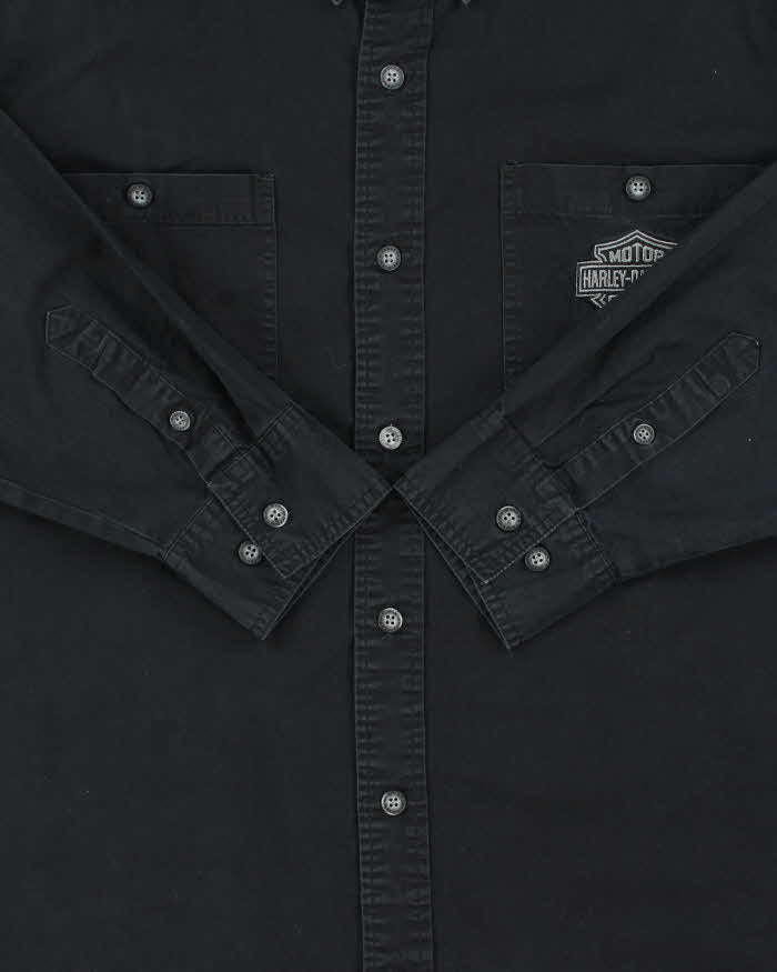 Vintage Harley Davidson Embroidered Flame Long Sleeve Shirt - XL