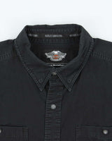 Vintage Harley Davidson Embroidered Flame Long Sleeve Shirt - XL