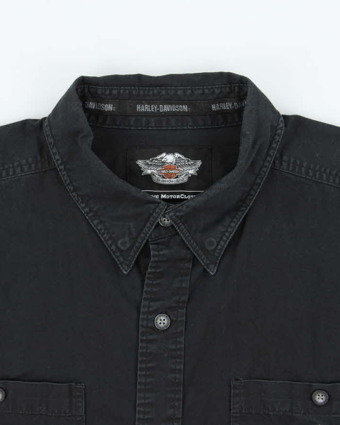 Vintage Harley Davidson Embroidered Flame Long Sleeve Shirt - XL