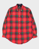 Vintage 1990s Tommy Hilfiger Heavyweight Tartan Long Sleeve Flannel Shirt - S