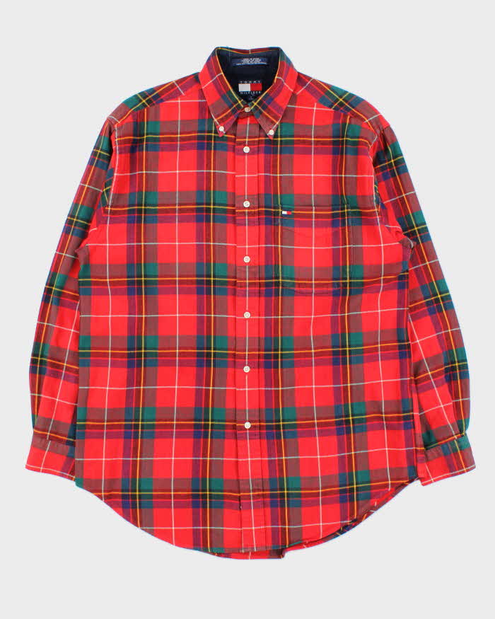 Vintage 1990s Tommy Hilfiger Heavyweight Tartan Long Sleeve Flannel Shirt - S