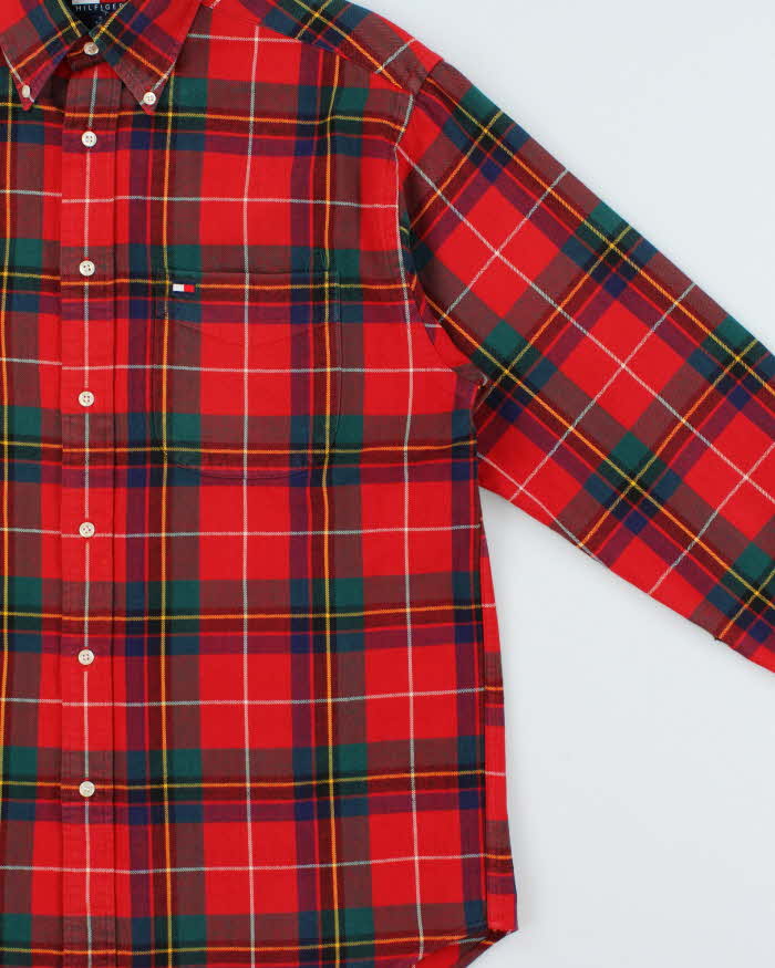 Vintage 1990s Tommy Hilfiger Heavyweight Tartan Long Sleeve Flannel Shirt - S