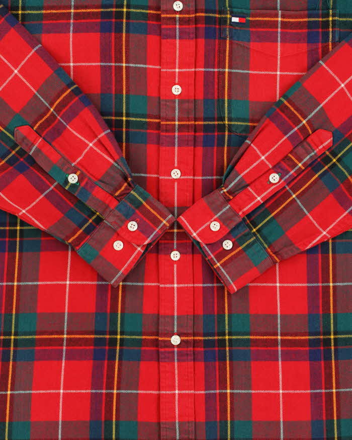 Vintage 1990s Tommy Hilfiger Heavyweight Tartan Long Sleeve Flannel Shirt - S