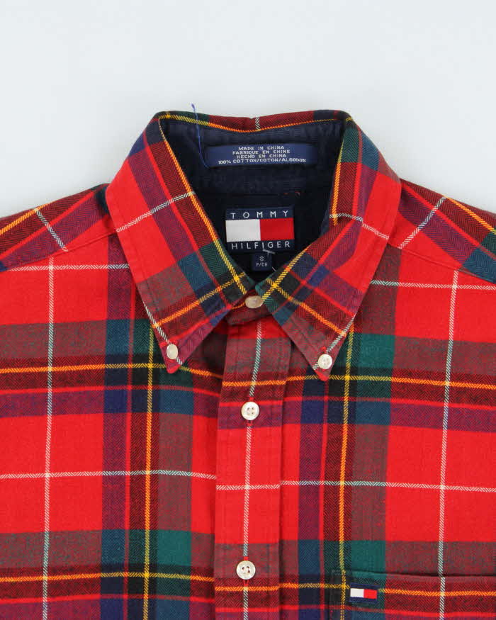 Vintage 1990s Tommy Hilfiger Heavyweight Tartan Long Sleeve Flannel Shirt - S