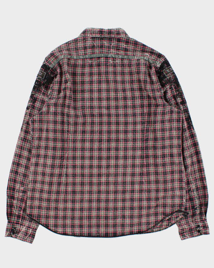 Vintage Y2K 00s Guess Embroidered Tartan Long Sleeve Shirt - XL