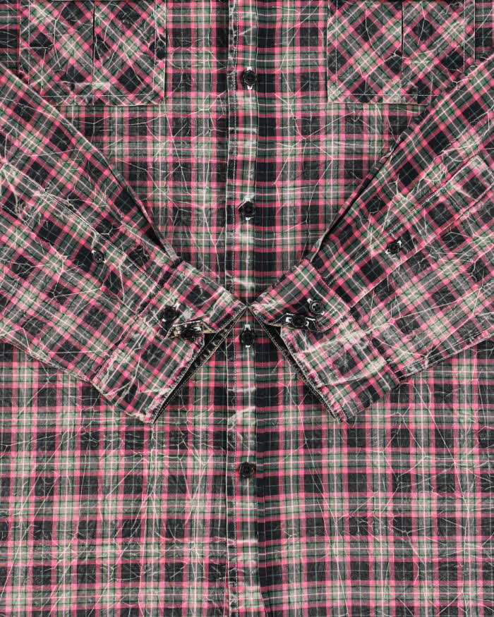 Vintage Y2K 00s Guess Embroidered Tartan Long Sleeve Shirt - XL