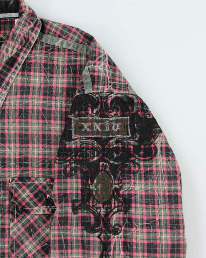 Vintage Y2K 00s Guess Embroidered Tartan Long Sleeve Shirt - XL