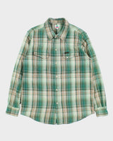 Vintage Texwood Apple Heavyweight Plaid Western Pearl Snap Button Long Sleeve Flannel Shirt - L