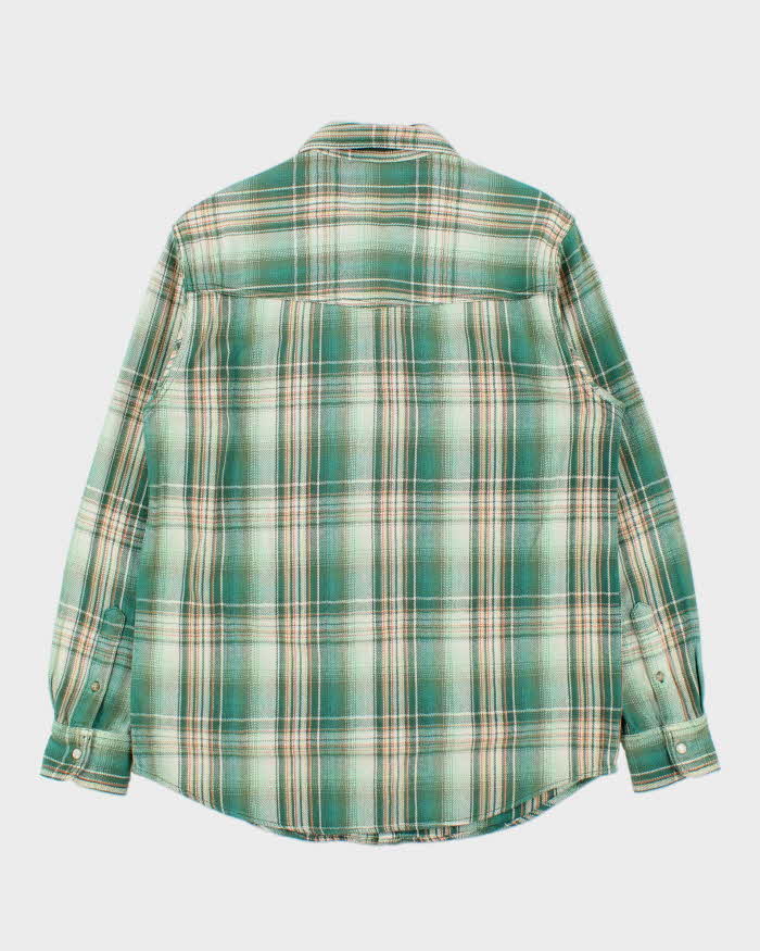 Vintage Texwood Apple Heavyweight Plaid Western Pearl Snap Button Long Sleeve Flannel Shirt - L