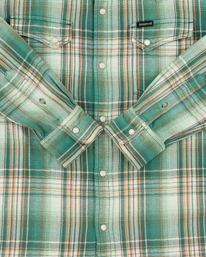 Vintage Texwood Apple Heavyweight Plaid Western Pearl Snap Button Long Sleeve Flannel Shirt - L