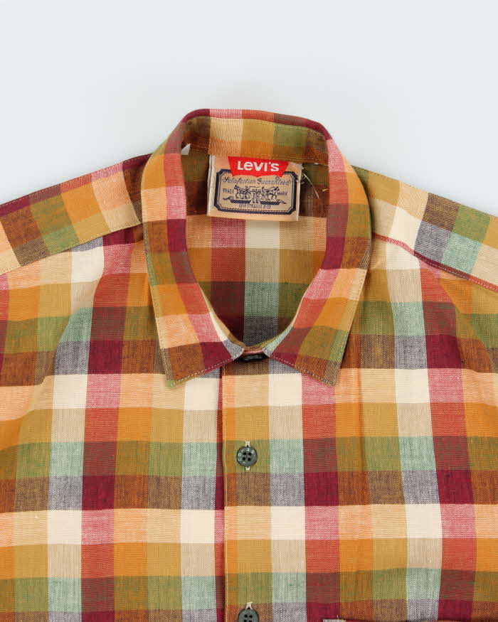 Deadstock 1980s Levi's White Tab Check Short Sleeve Shirt - M