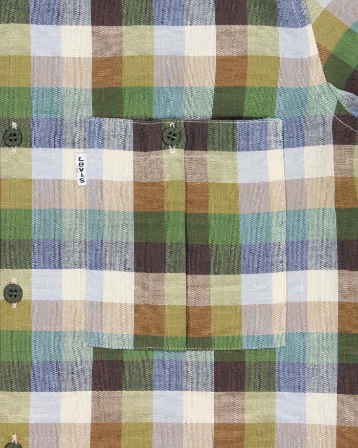 Deadstock 1980s Levi's White Tab Check Short Sleeve Shirt - M