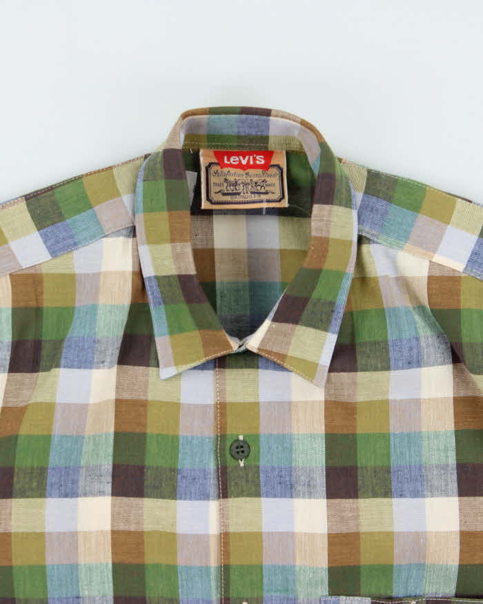 Deadstock 1980s Levi's White Tab Check Short Sleeve Shirt - M